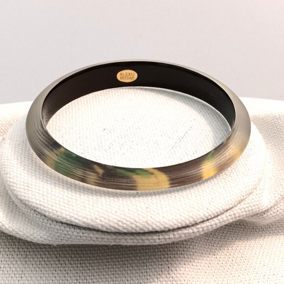 Alexis Bittar Peacock Lucite Bangle Bracelet Peacock Color Pattern - Picture 2 of 3